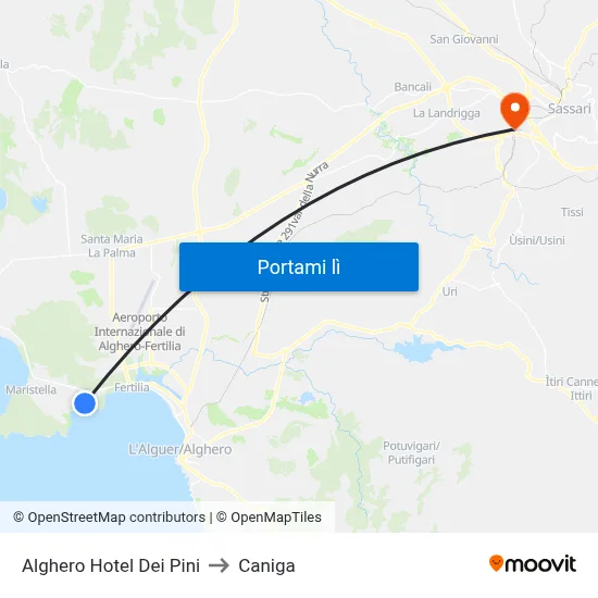 Alghero Hotel Dei Pini to Caniga map