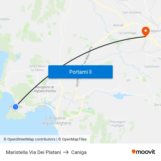 Maristella Via Dei Platani to Caniga map