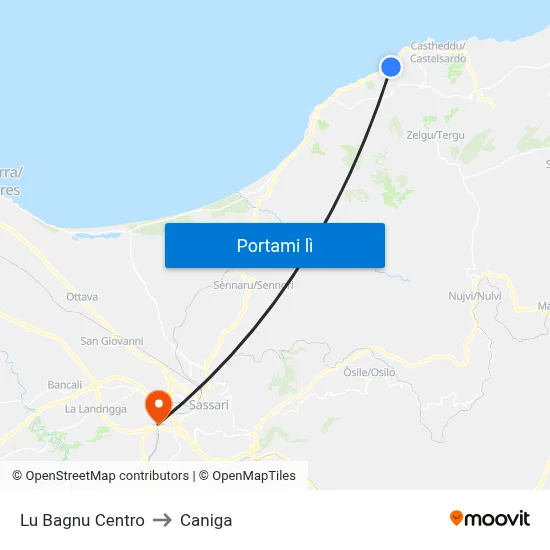 Lu Bagnu Centro to Caniga map
