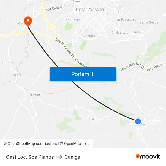 Ossi Loc. Sos Pianos to Caniga map