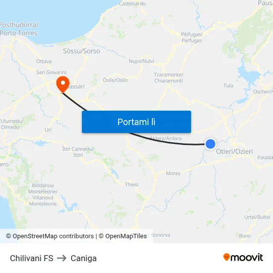 Chilivani FS to Caniga map