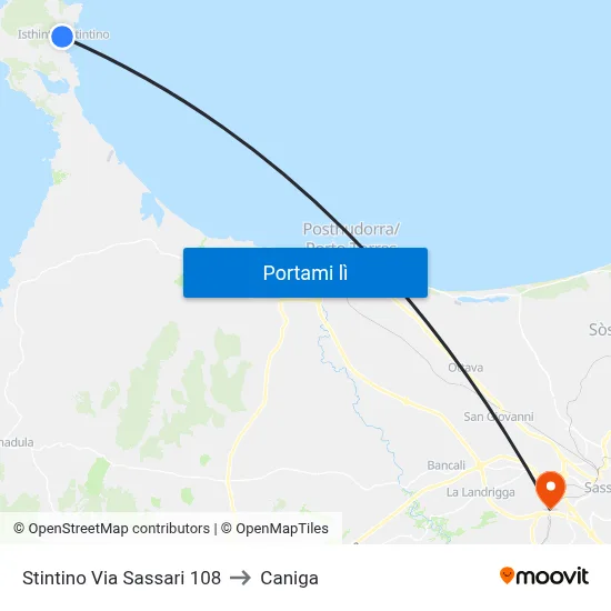 Stintino Via Sassari 108 to Caniga map