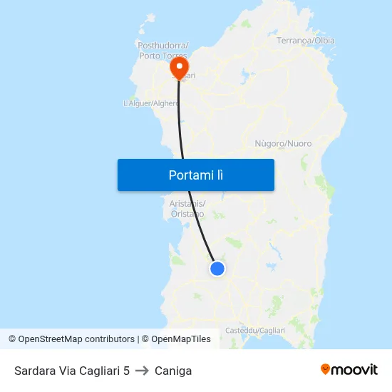 Sardara Via Cagliari 5 to Caniga map