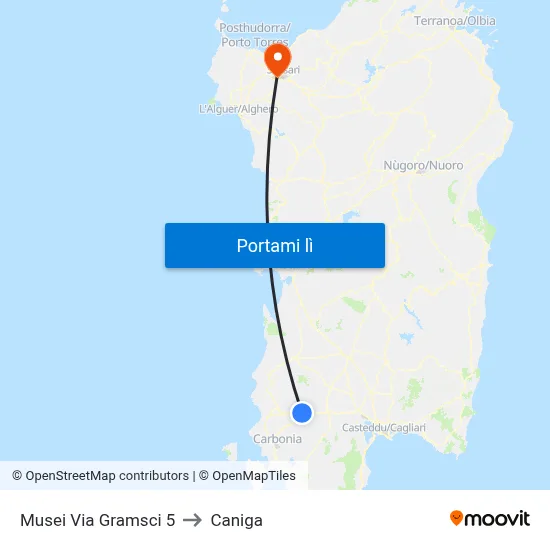Musei Via Gramsci 5 to Caniga map