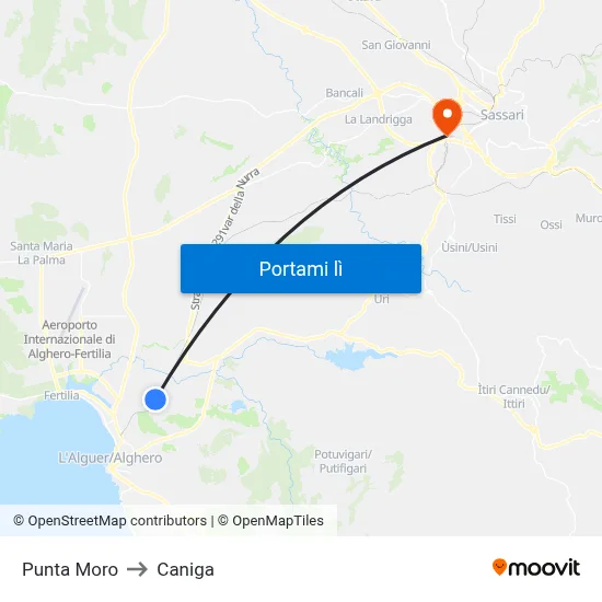 Punta Moro to Caniga map