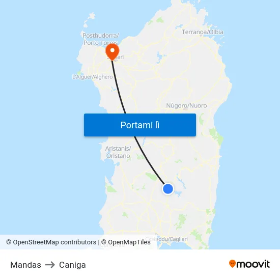 Mandas to Caniga map