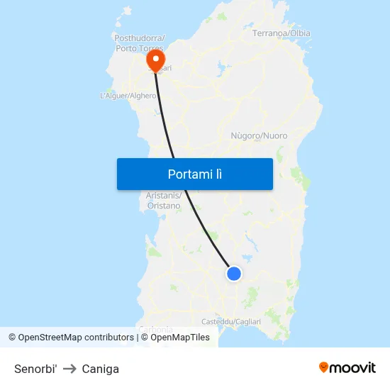 Senorbi' to Caniga map