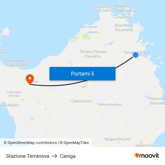 Stazione Terranova to Caniga map