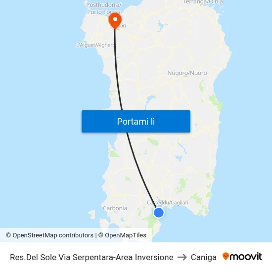 Res.Del Sole Via Serpentara-Area Inversione to Caniga map