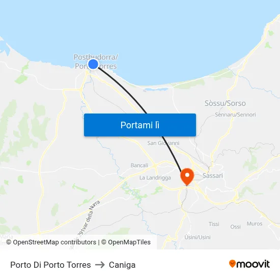 Porto Di Porto Torres to Caniga map