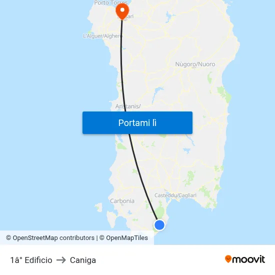 1â° Edificio to Caniga map