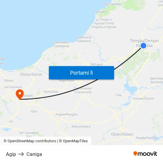 Agip to Caniga map