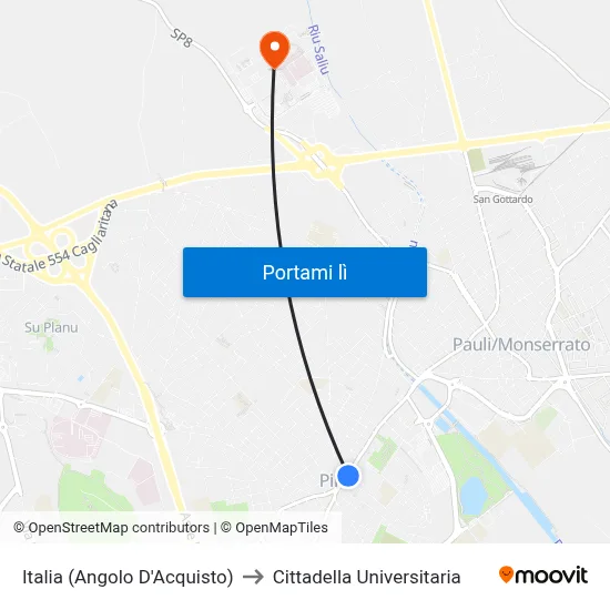 Italia (Angolo D'Acquisto) to Cittadella Universitaria map