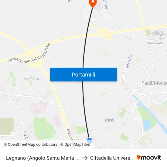 Legnano (Angolo Santa Maria Chiara) to Cittadella Universitaria map