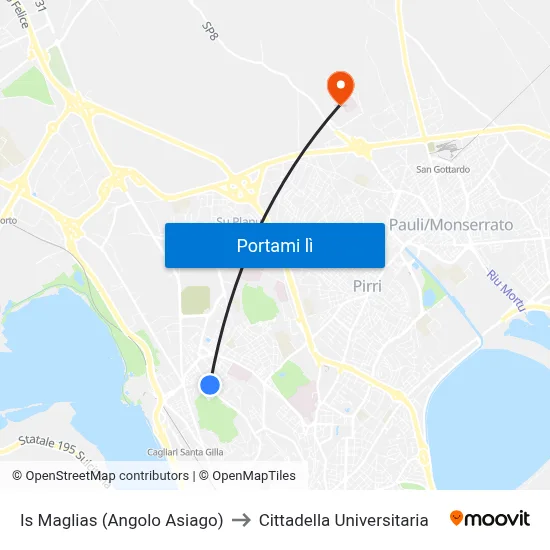 Is Maglias (Angolo Asiago) to Cittadella Universitaria map