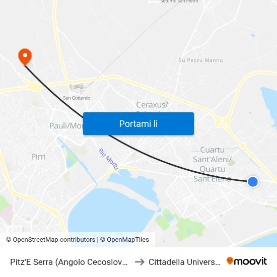 Pitz'E Serra (Angolo Cecoslovacchia) to Cittadella Universitaria map
