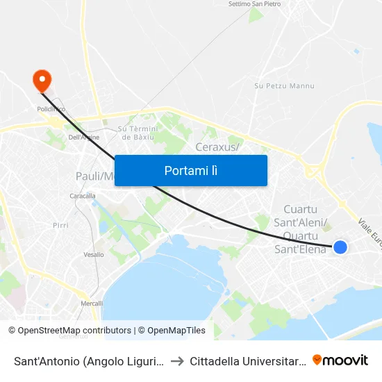 Sant'Antonio (Angolo Liguria) to Cittadella Universitaria map