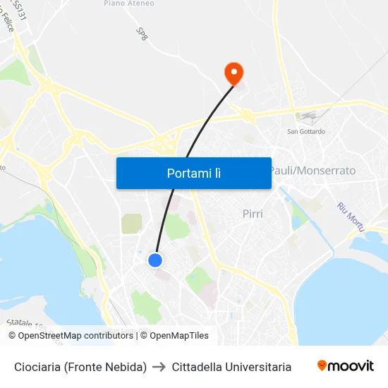 Ciociaria (Fronte Nebida) to Cittadella Universitaria map