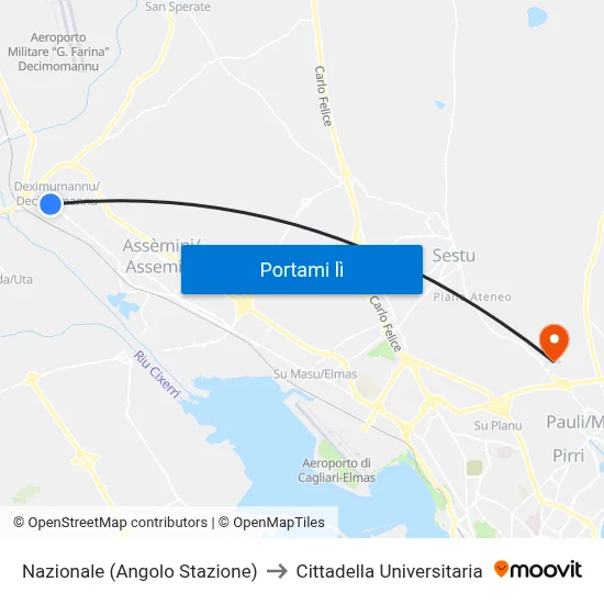 Nazionale (Angolo Stazione) to Cittadella Universitaria map