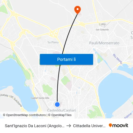 Sant'Ignazio Da Laconi (Angolo Tigellio) to Cittadella Universitaria map