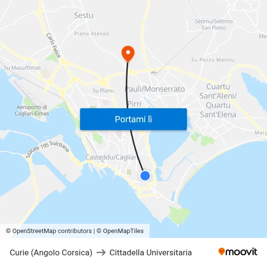 Curie (Angolo Corsica) to Cittadella Universitaria map