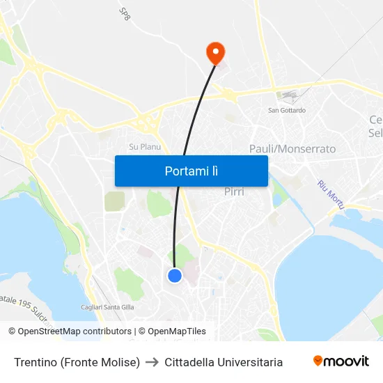 Trentino (Fronte Molise) to Cittadella Universitaria map