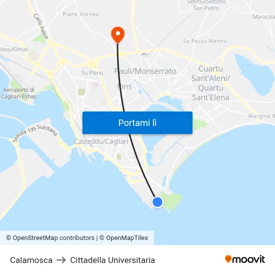 Calamosca to Cittadella Universitaria map