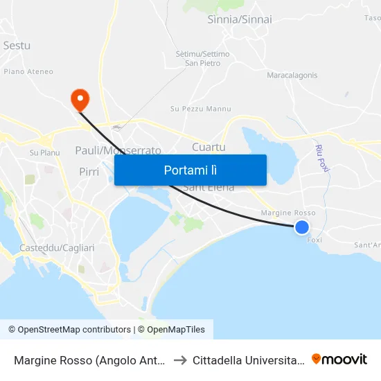Margine Rosso (Angolo Antas) to Cittadella Universitaria map