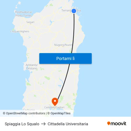 Spiaggia Lo Squalo to Cittadella Universitaria map