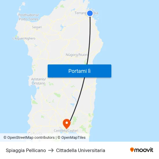 Spiaggia Pellicano to Cittadella Universitaria map