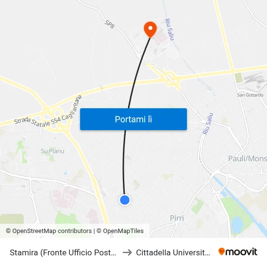 Stamira (Fronte Ufficio Postale) to Cittadella Universitaria map