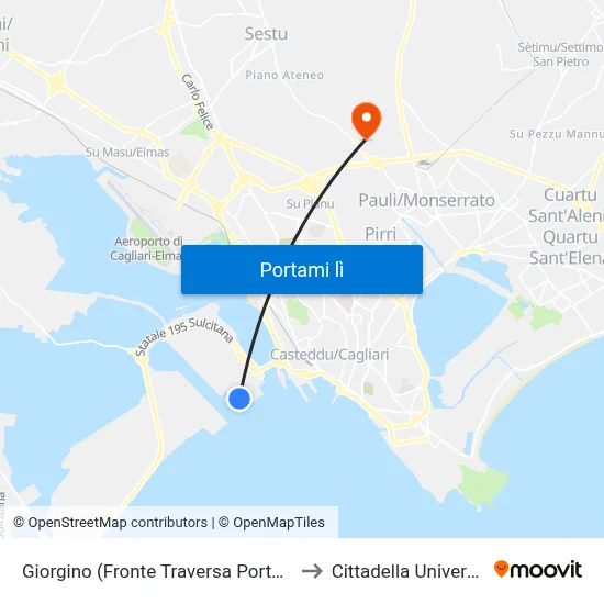 Giorgino (Fronte Traversa Porto Canale) to Cittadella Universitaria map