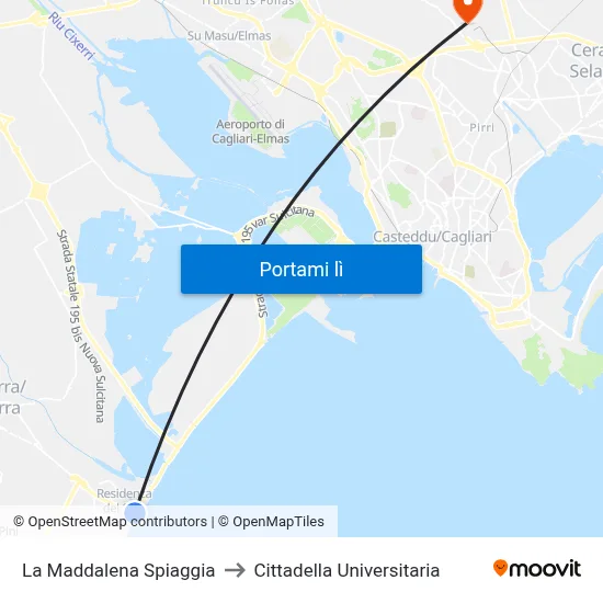 La Maddalena Spiaggia to Cittadella Universitaria map