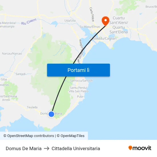 Domus De Maria to Cittadella Universitaria map