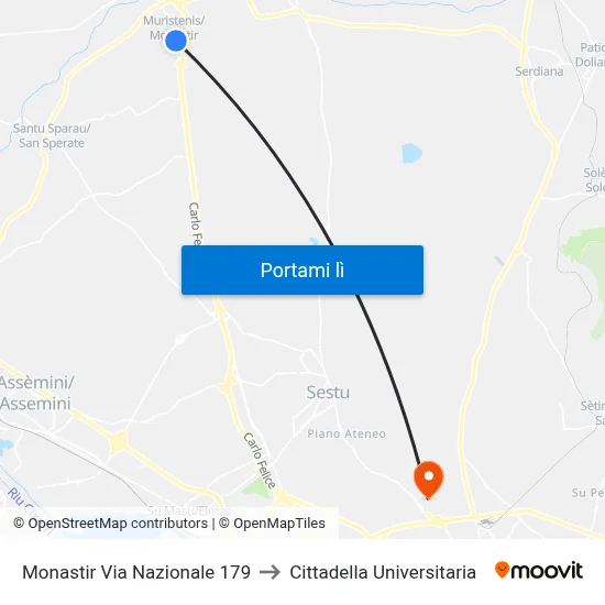 Monastir Via Nazionale 179 to Cittadella Universitaria map