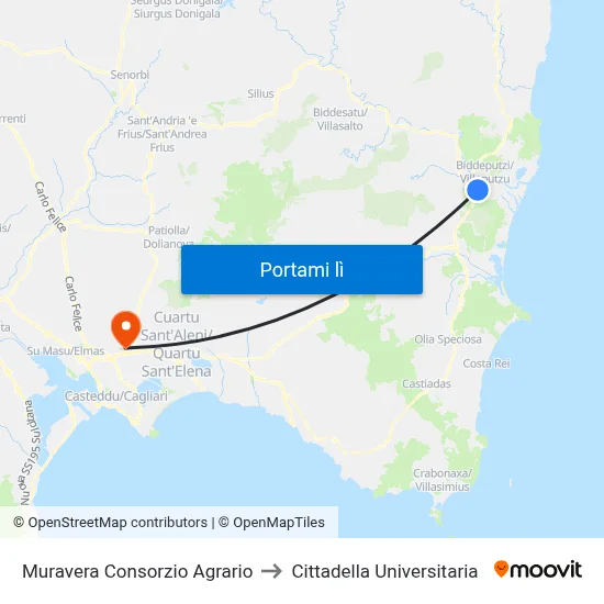 Muravera Consorzio Agrario to Cittadella Universitaria map