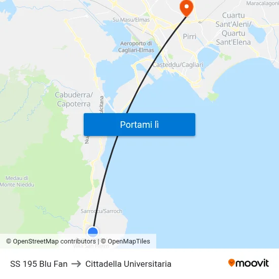 SS 195 Blu Fan to Cittadella Universitaria map