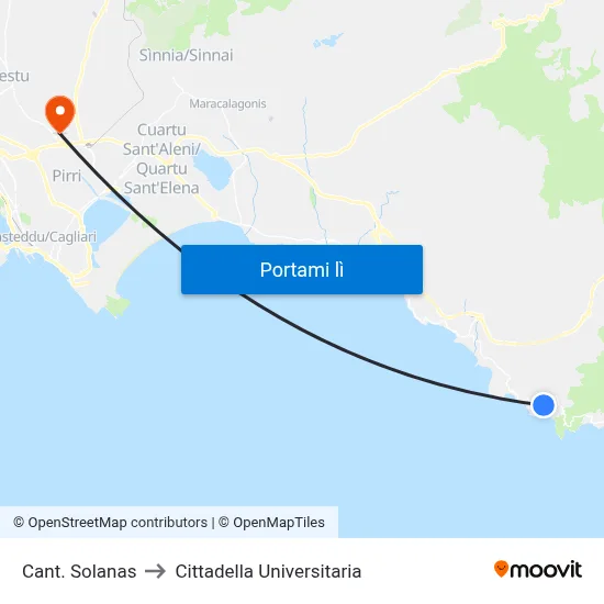 Cant. Solanas to Cittadella Universitaria map