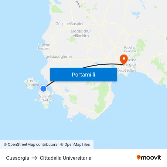 Cussorgia to Cittadella Universitaria map