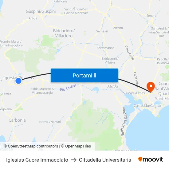 Iglesias Cuore Immacolato to Cittadella Universitaria map
