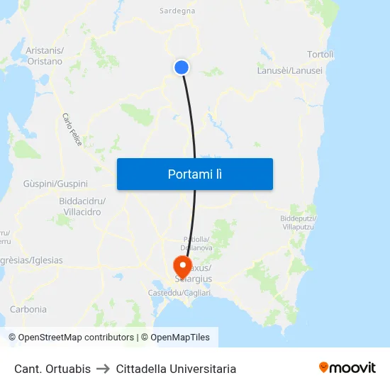 Cant. Ortuabis to Cittadella Universitaria map