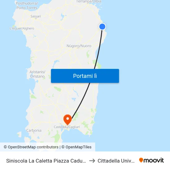 Siniscola La Caletta Piazza Caduti Del Mare 11 to Cittadella Universitaria map