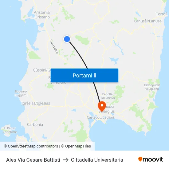 Ales Via Cesare Battisti to Cittadella Universitaria map