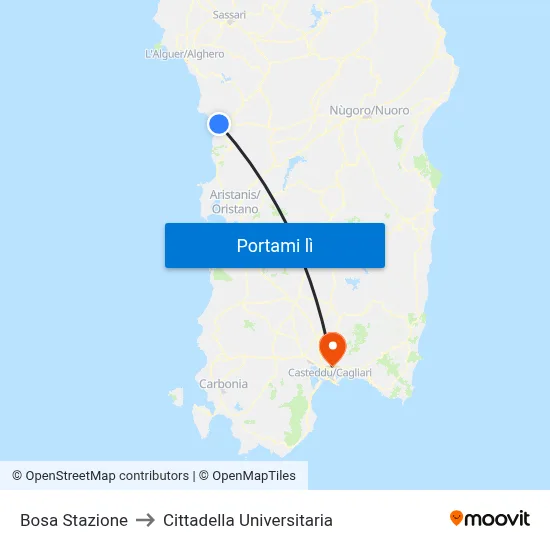 Bosa Stazione to Cittadella Universitaria map