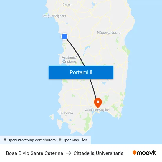 Bosa Bivio Santa Caterina to Cittadella Universitaria map