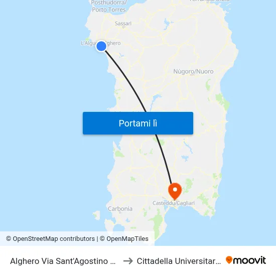 Alghero Via Sant'Agostino 10 to Cittadella Universitaria map