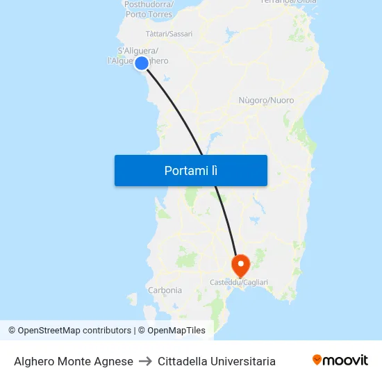 Alghero Monte Agnese to Cittadella Universitaria map