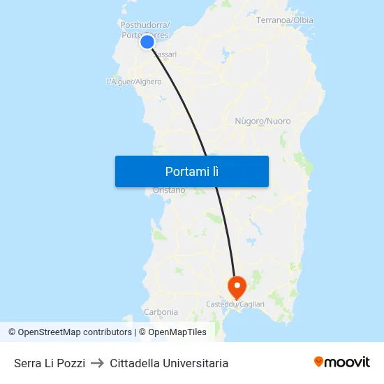 Serra Li Pozzi to Cittadella Universitaria map