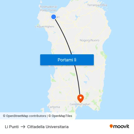 Li Punti to Cittadella Universitaria map