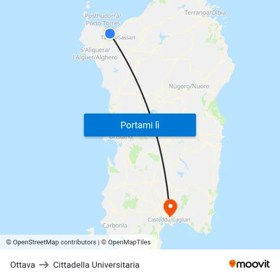 Ottava to Cittadella Universitaria map
